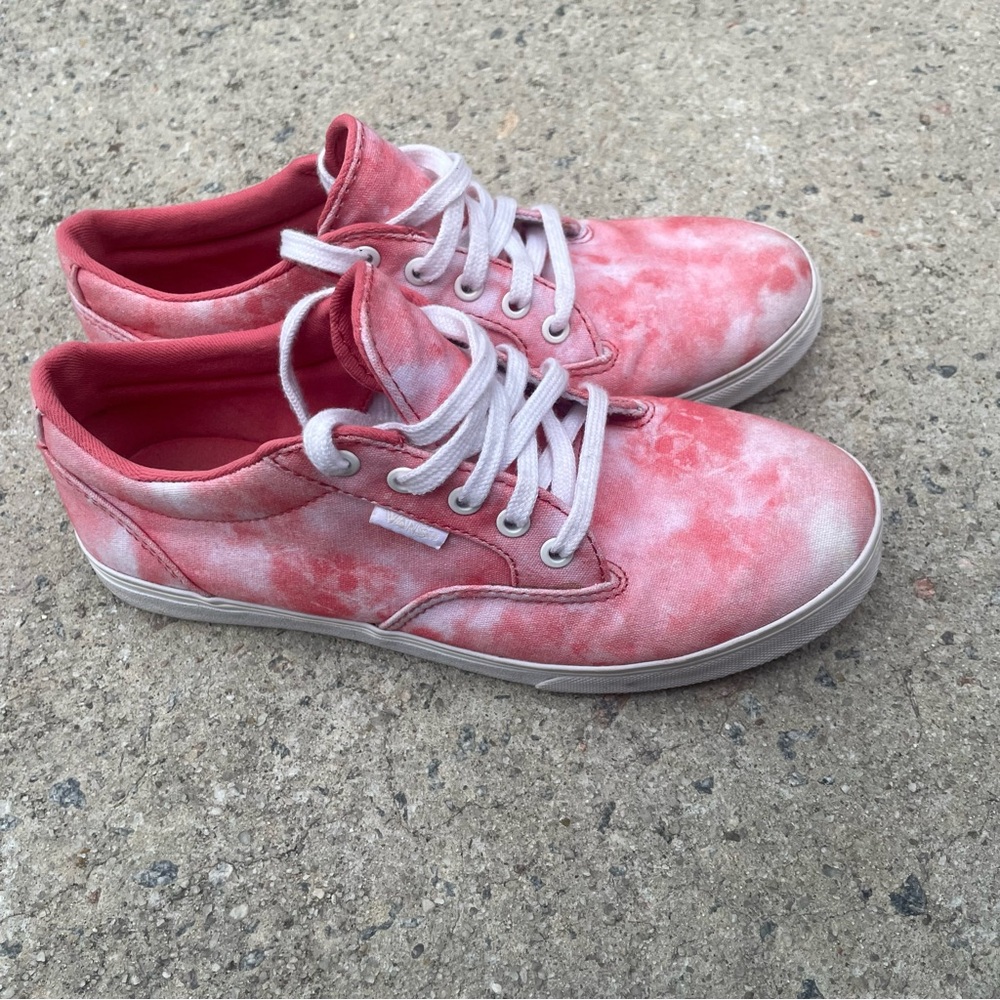 Vans Pink & White Tie Dye Shoes 6.5
